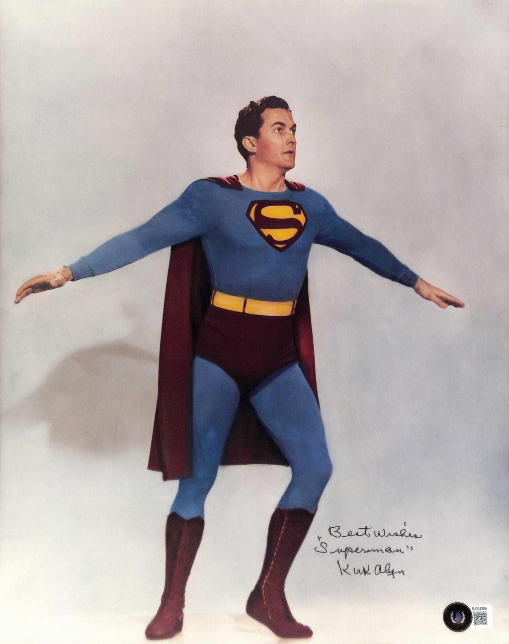 Kirk Alyn Signed & Inscribed Superman 11x14 Photo Beckett Authenticated0