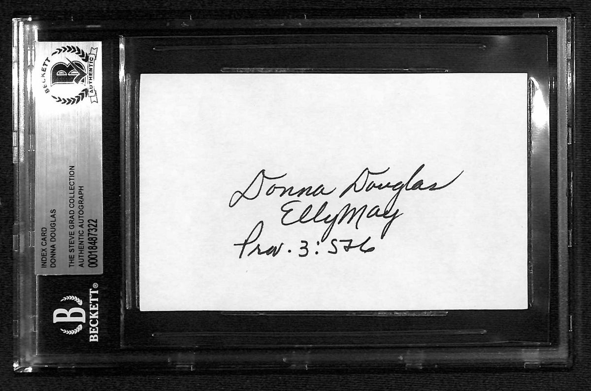 Donna Douglas "Elly May" Beverly Hillbillies Signed 3x5 Index Card BECKETT0