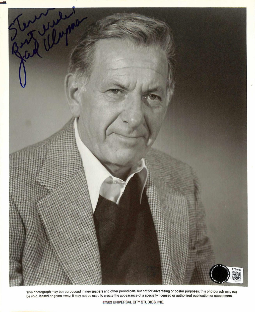 Jack Klugman Odd Couple Signed 8x10 Photo Beckett Authenticated0