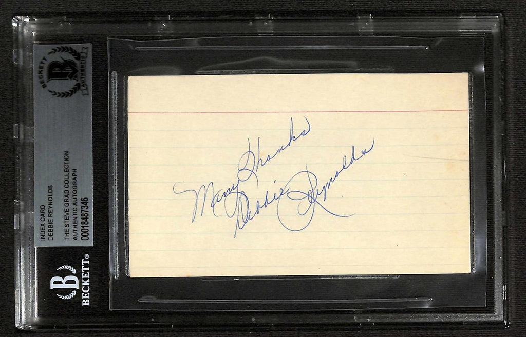 Debbie Reynolds Signed Index Card Beckett Slabbed Autograph0
