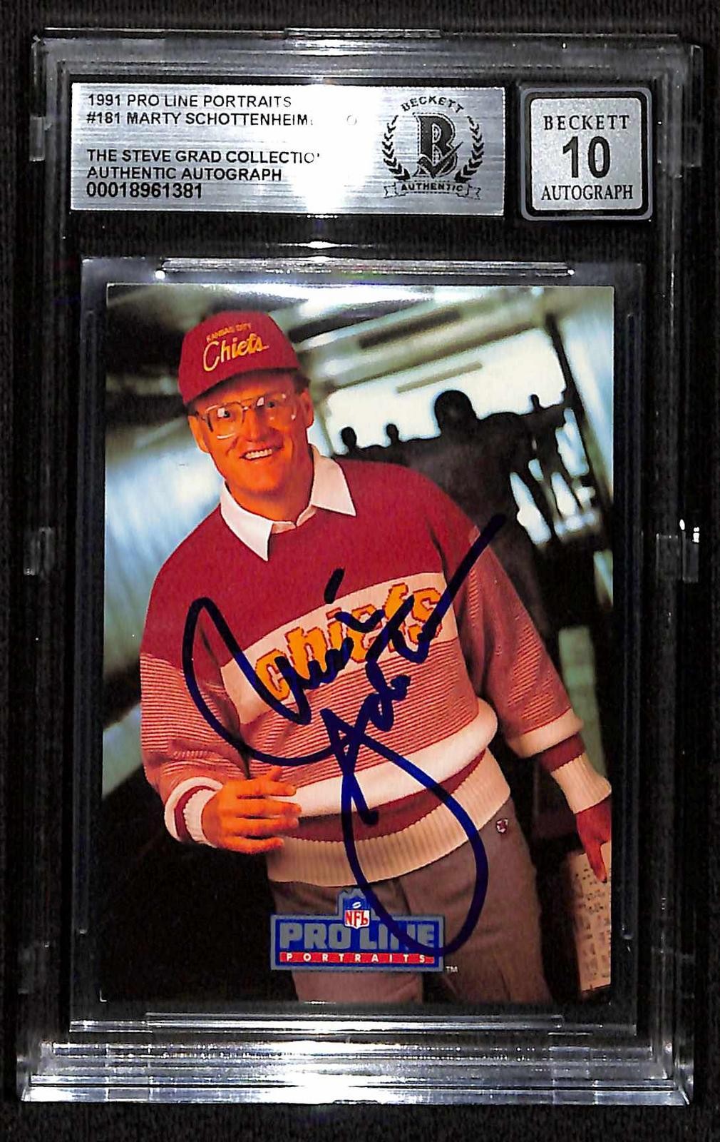 Marty Schottenheimer Chiefs Signed 1991 Pro Line Portraits Card BAS Auto 100