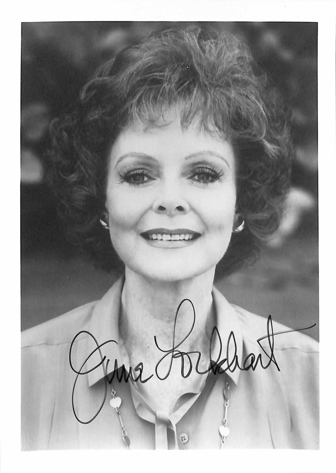 June Lockhart Signed 7x5 Black & White Postcard Photo Beckett Authenticated0