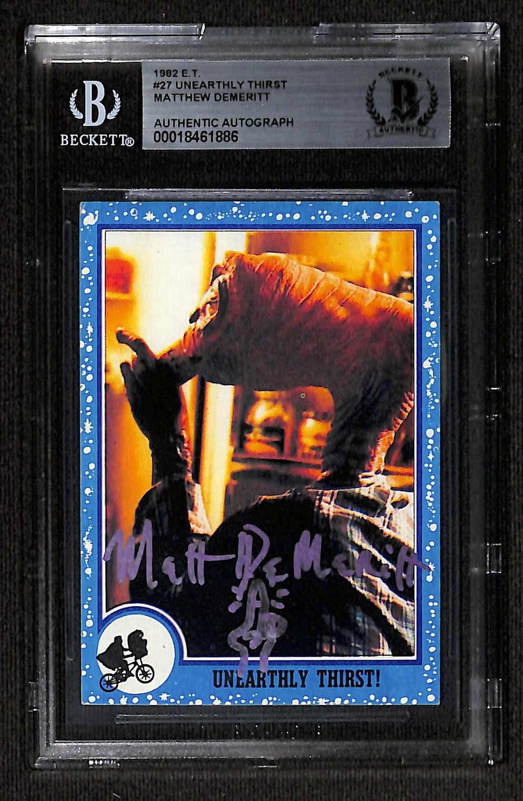 Matthew Demeritt Signed E.T. 1982 Topps Card #27 "Unearthly Thirst" BAS0
