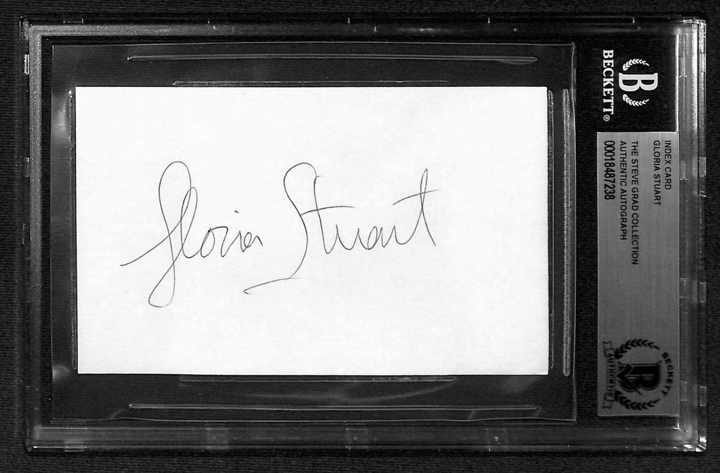 Gloria Stuart "Rose" Titanic Signed 3x5 Index Card Beckett Slab0