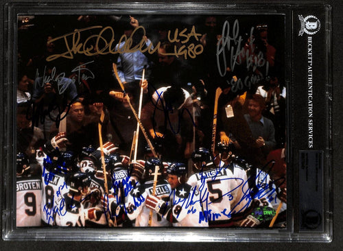 1980 USA Hockey multi-signed 8x10 Photo 13 Signatures! Beckett1