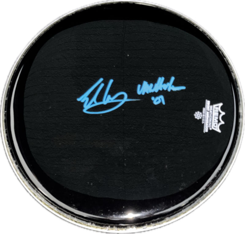 Eddie Van Halen Single Signed Black Drumhead Van Halen Beckett0