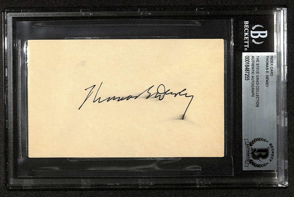 Thomas E. Dewey NY Governor Signed Index Card Beckett Autograph0