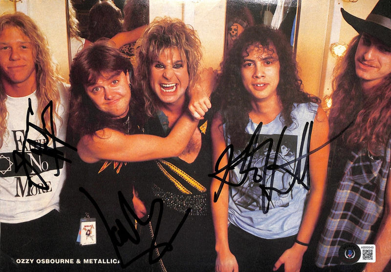 Metallica Signed Magazine Photo Hetfield Hammett Ulrich Beckett0
