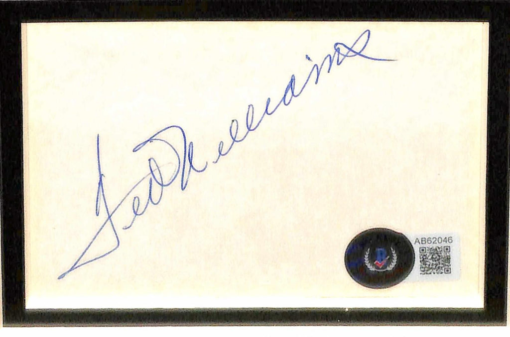 Ted Williams Red Sox HOF Signed 3x5 Index Card Display Beckett LOA1