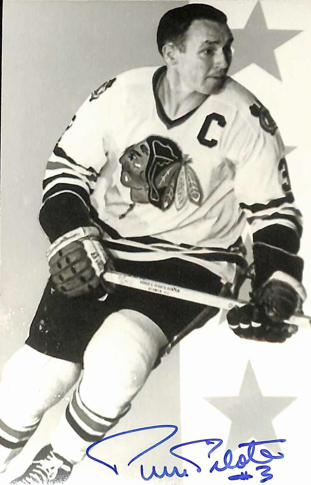 Pierre Pilote Signed Chicago Blackhawks Postcard Beckett Authenticated0