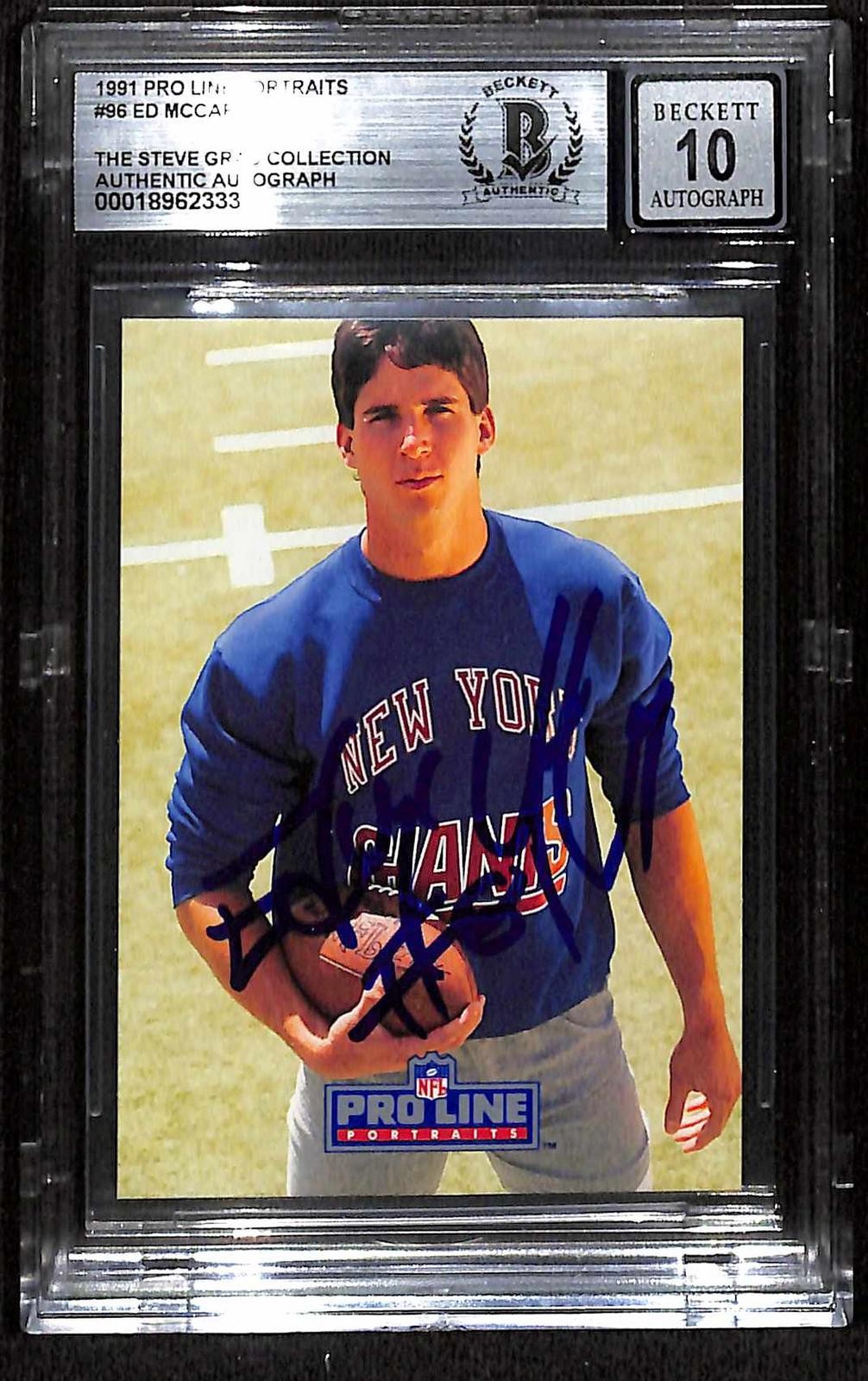 Ed McCaffrey Broncos Signed 1991 Pro Line Portraits Card Beckett Auto 100