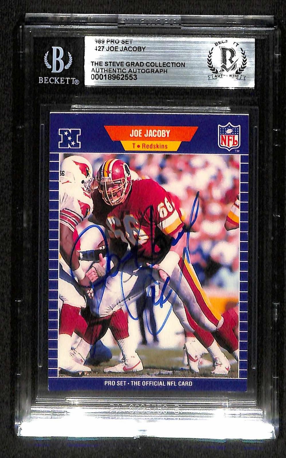 Joe Jacoby Signed 1989 Pro Set Washington Redskins Card Beckett0