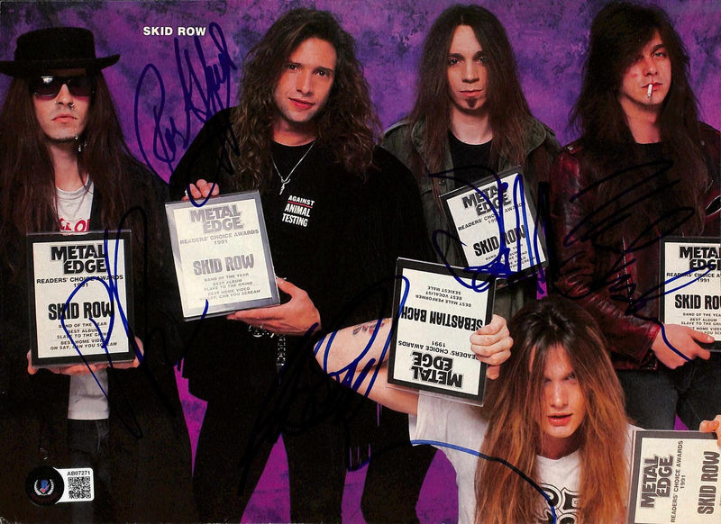 Skid Row Band x 5 Signed Magazine Photo 81/2 x 11 BECKETT0