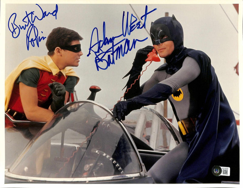 Adam West & Burt Ward Signed Batman and Robin 11x14 Photo Beckett LOA0