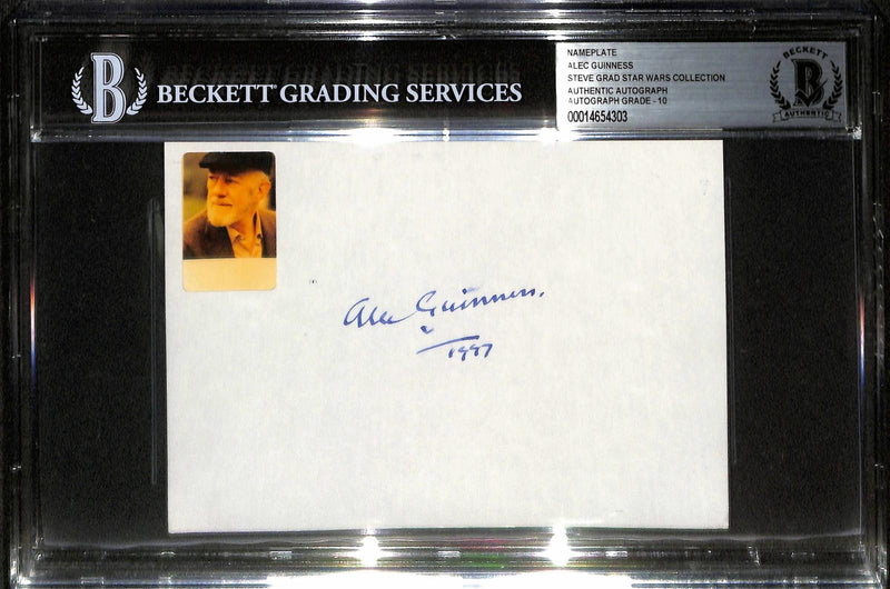 Alec Guinness Star Wars Signed Oversized Index Card Beckett Auto Grade 100