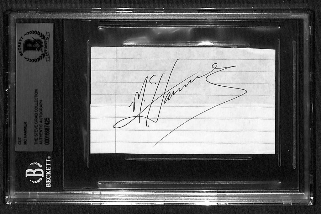 MC Hammer VINTAGE Signed Cut Autograph BECKETT Slab0