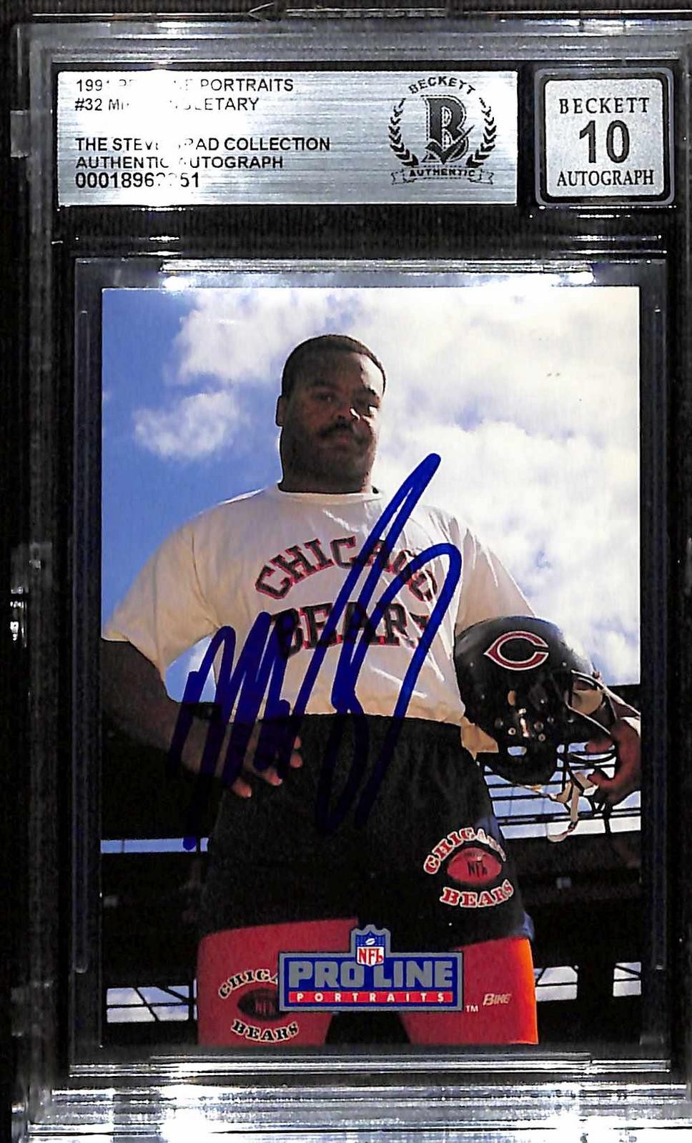 Mike Singletary Signed 1991 Pro Line Portraits Bears Card BAS 10 Auto0