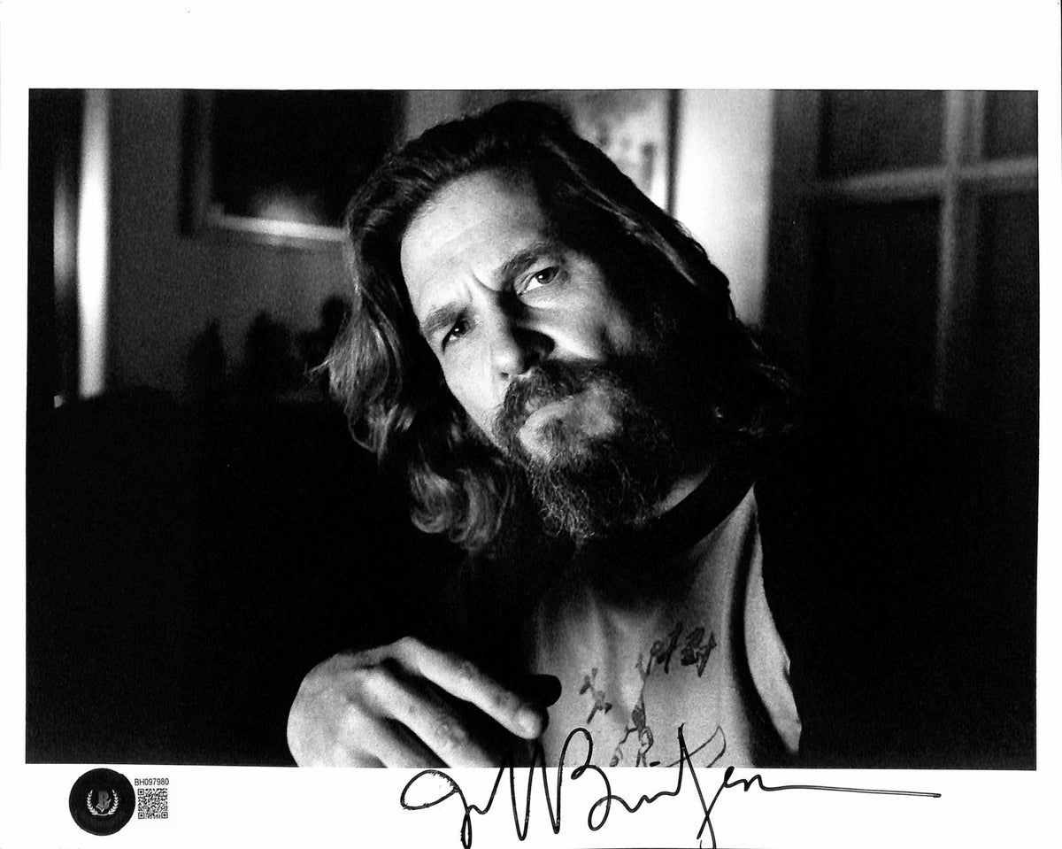 Jeff Bridges Signed Black & White The Big Lebowski Photograph 8x10 BECKETT0