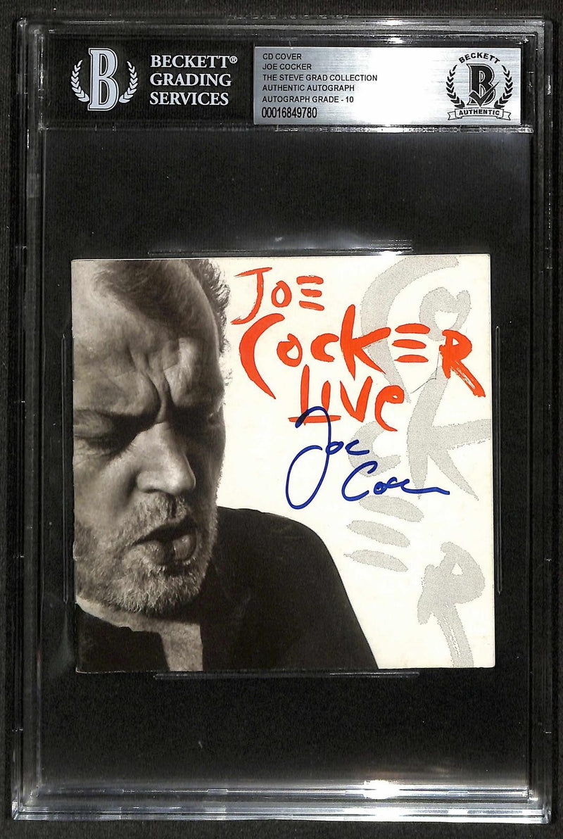 Joe Cocker Signed "Joe Cocker Live" CD Cover Beckett Slab Auto 100