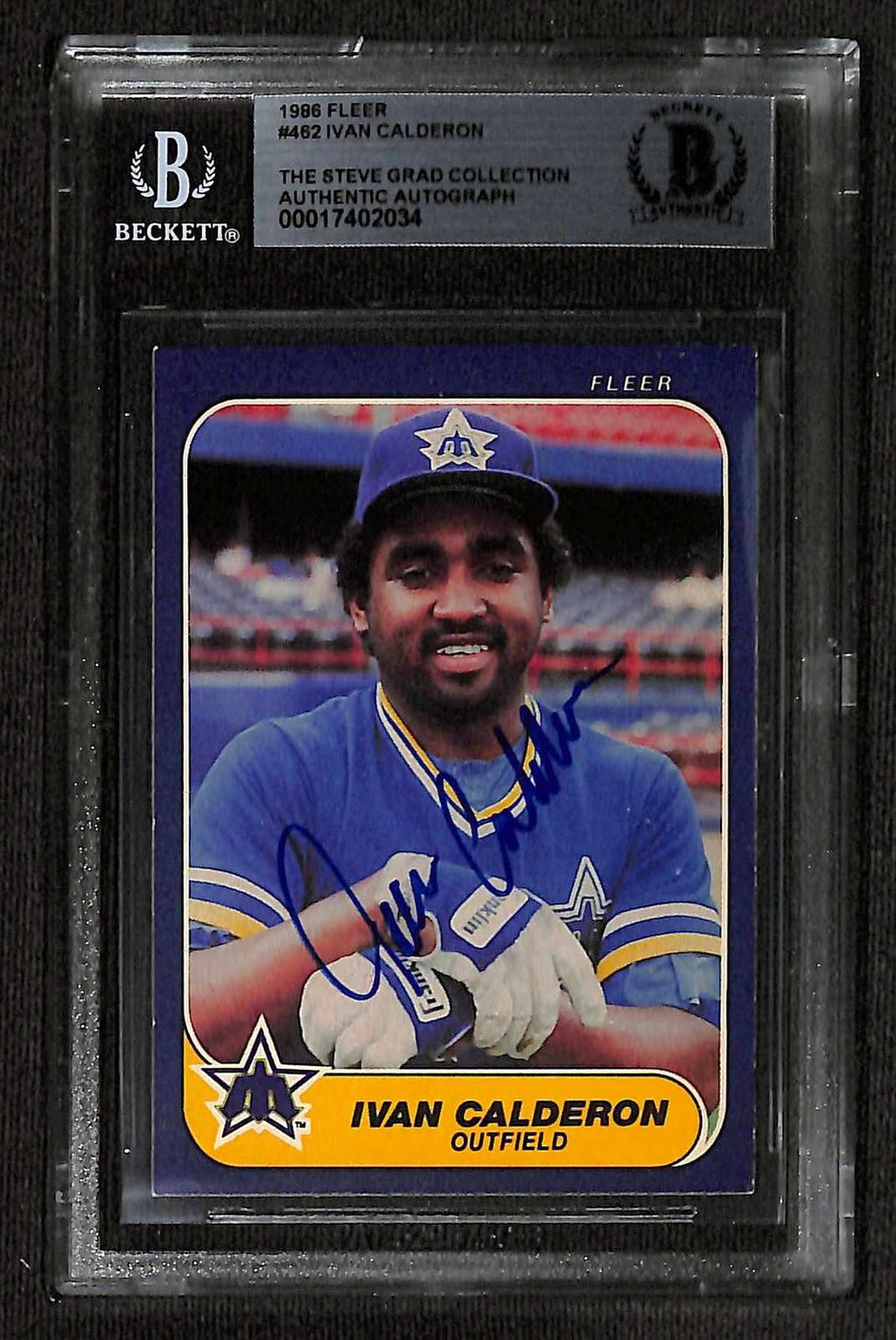 Ivan Calderon Signed 1986 Fleer Mariners Rookie Card Beckett (RC)0