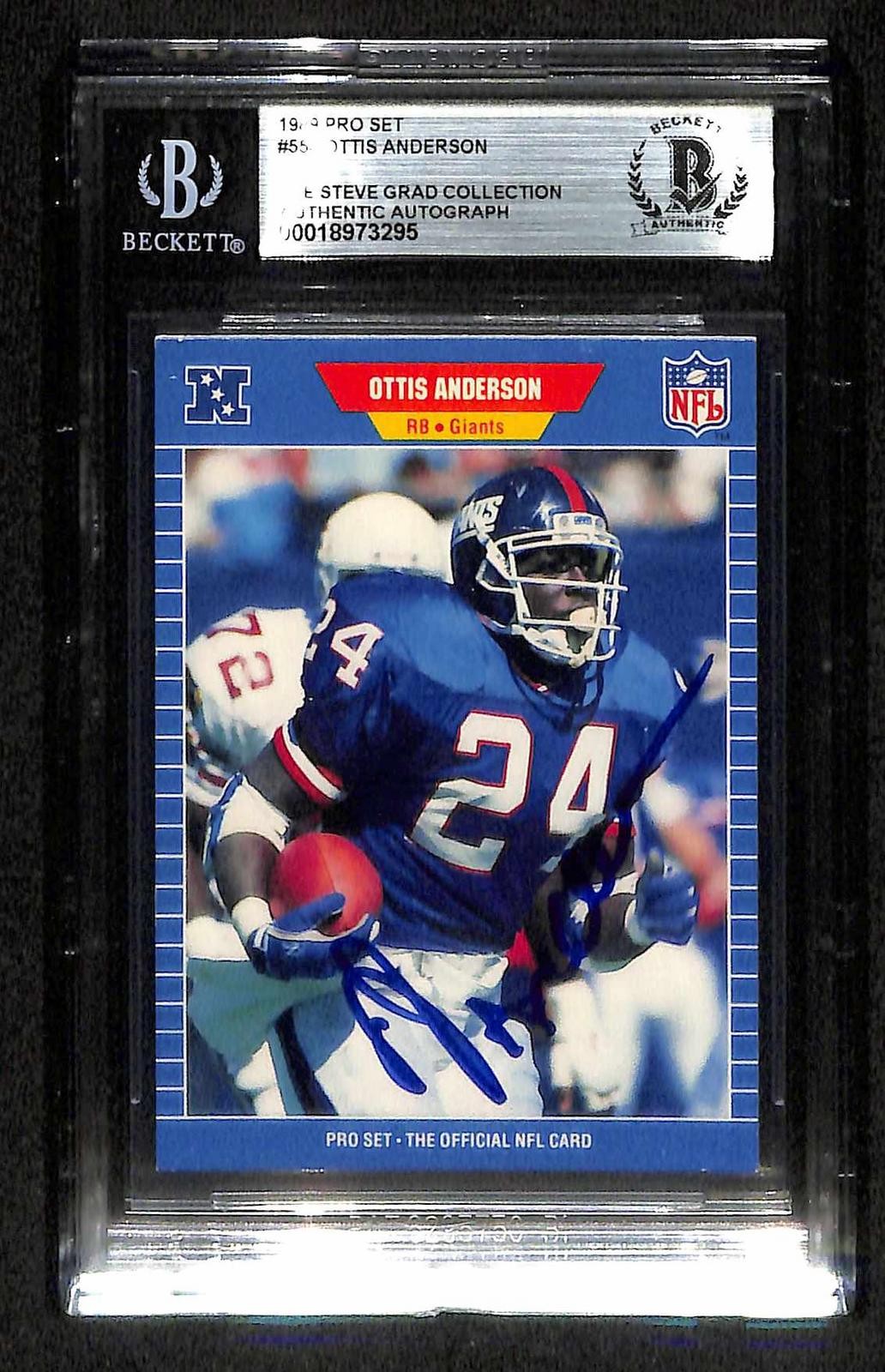Ottis Anderson Signed 1989 Pro Set NY Giants Card Beckett0