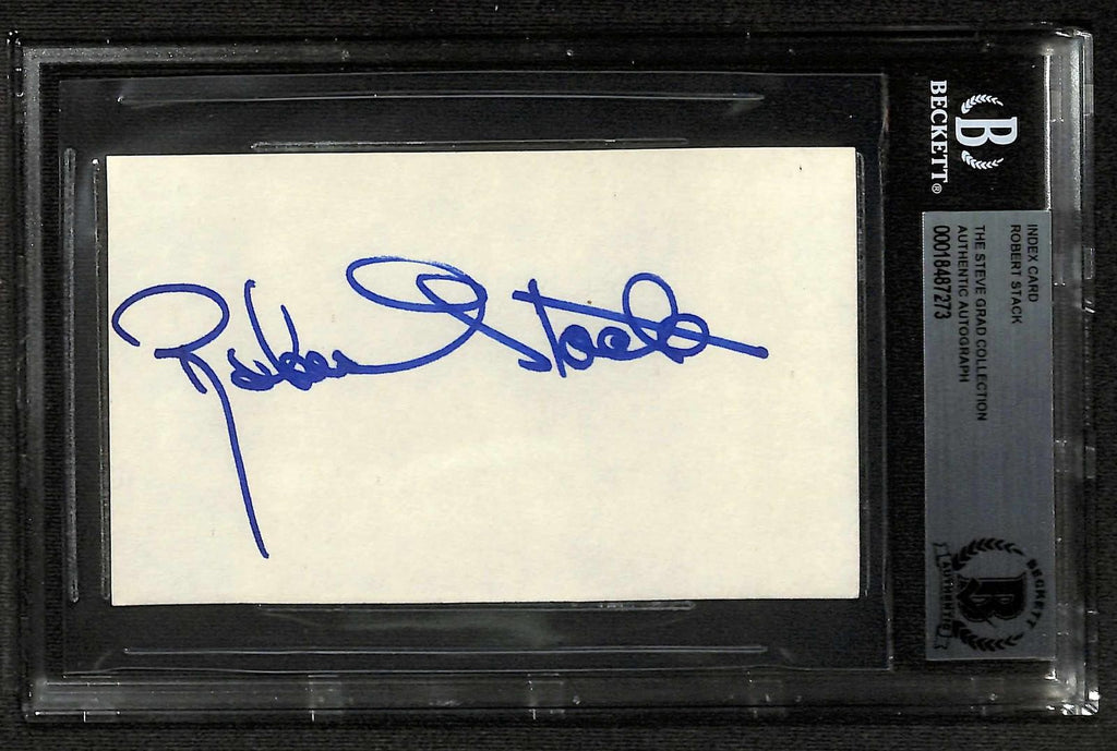 Robert Stack The Untouchables Signed Index Card Beckett Slab0