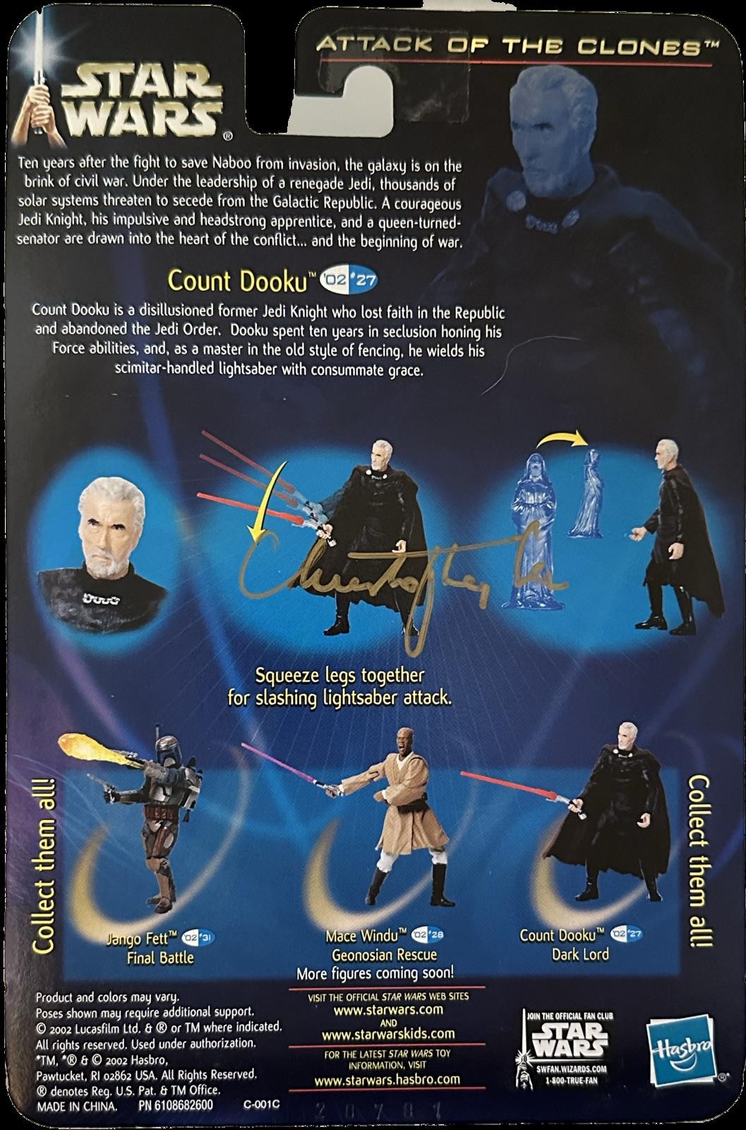 Christopher Lee & Joe Corroney Signed Star Wars Count Dooku Action Figure BAS1