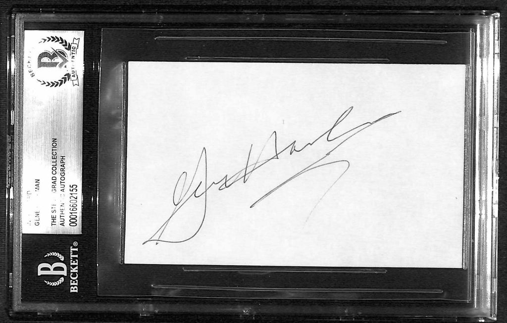 Gene Hackman Signed  3x5 Index Card BECKETT0