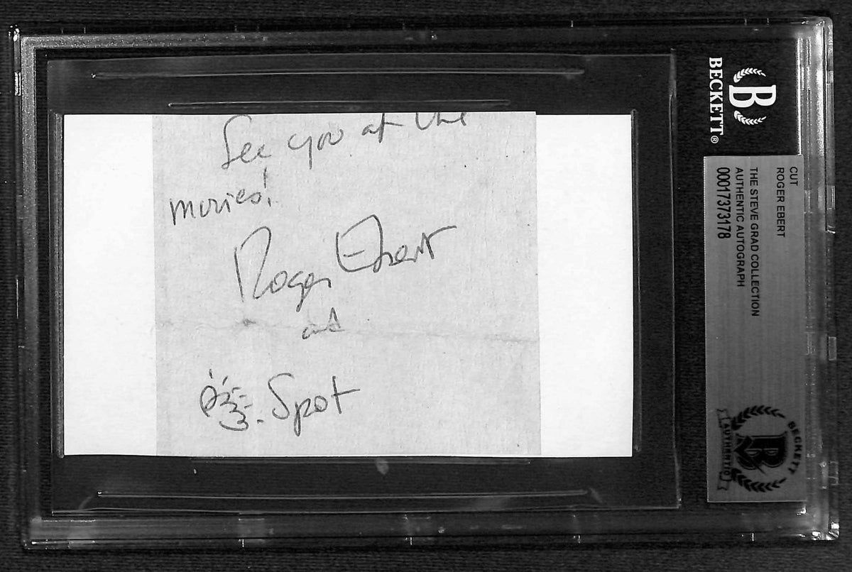 Roger Ebert Film Critic Signed Cut 3x5 Beckett Slab Autograph0