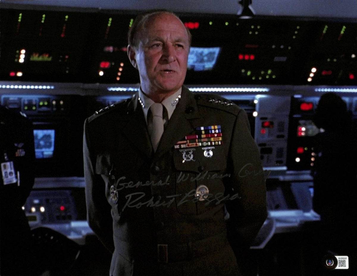 Robert Loggia Independence Day Signed & Ins 11x14 Photo General William Grey BAS0