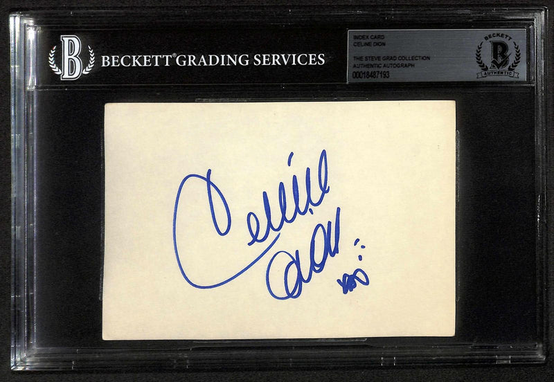 Celine Dion Singer Titanic Signed 5x7 Index Card Beckett Autograph0