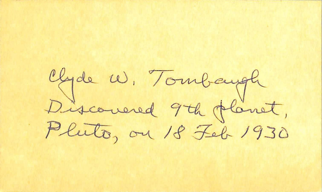 Clyde Tombaugh Signed Index Card with Pluto Discovery Inscription0
