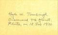 Clyde Tombaugh Signed Index Card with Pluto Discovery Inscription0