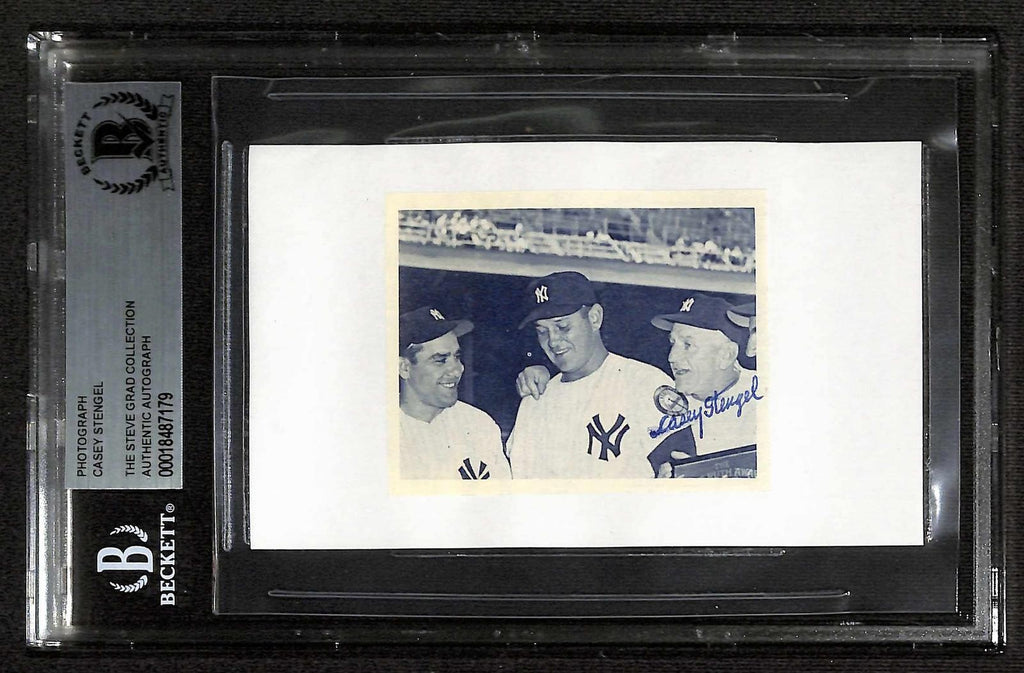 Casey Stengel Signed Yankees Photograph Beckett Slabbed Auto0