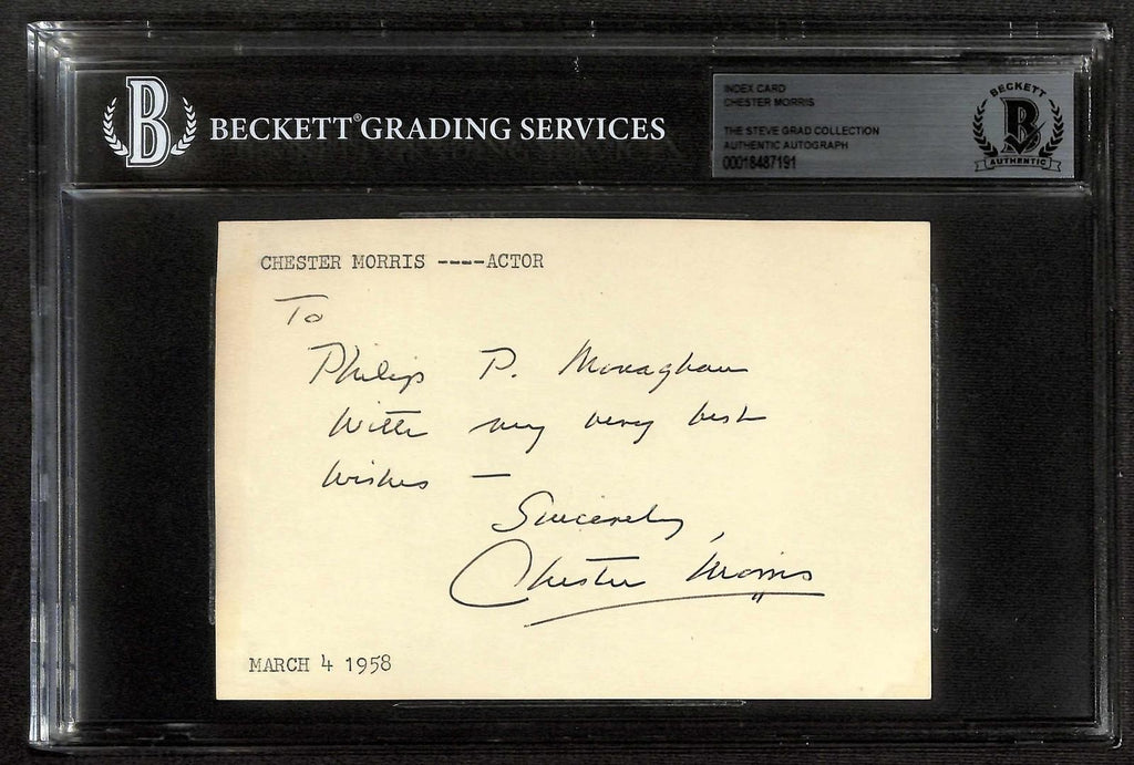 Chester Morris Boston Blackie Signed Index Card Beckett Slabbed Autograph0