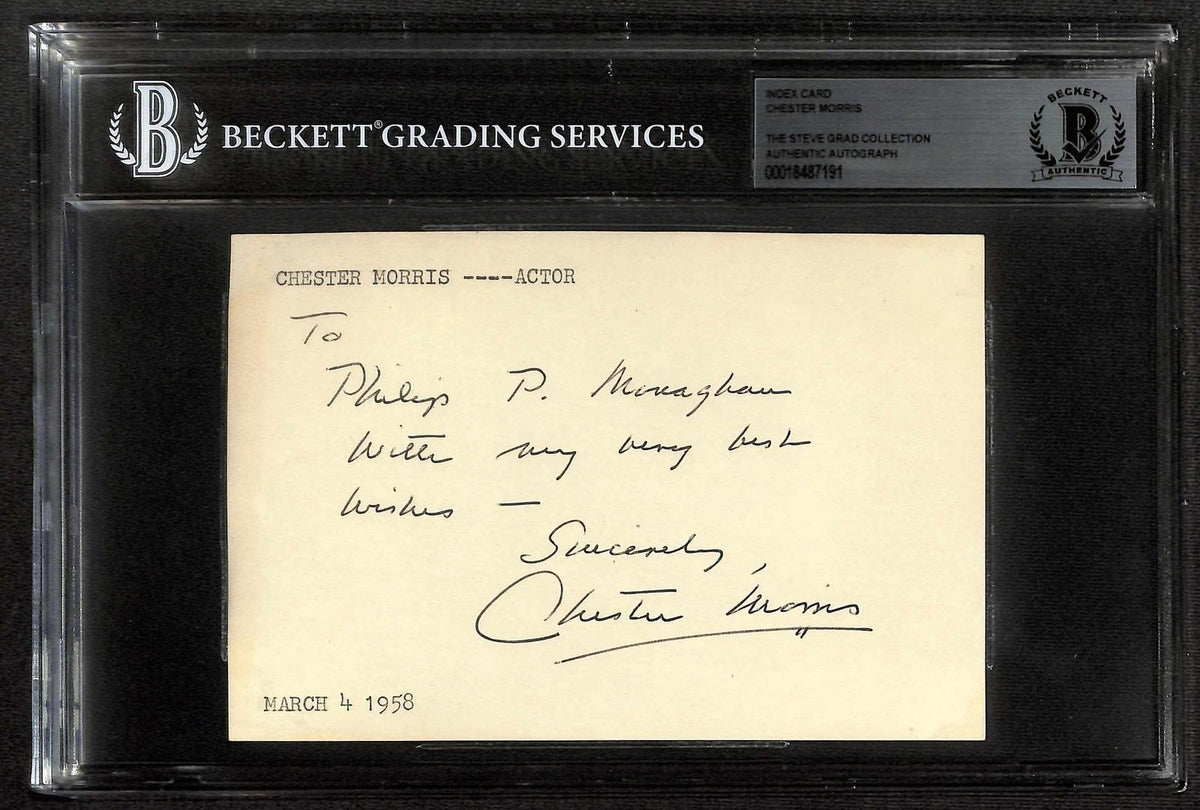 Chester Morris Boston Blackie Signed Index Card Beckett Slabbed Autograph0
