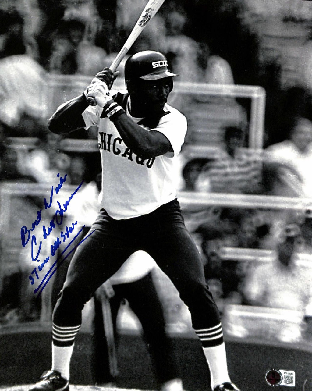 Chet Lemon Signed & Inscribed Chicago White Sox 11x14 Photo Beckett0