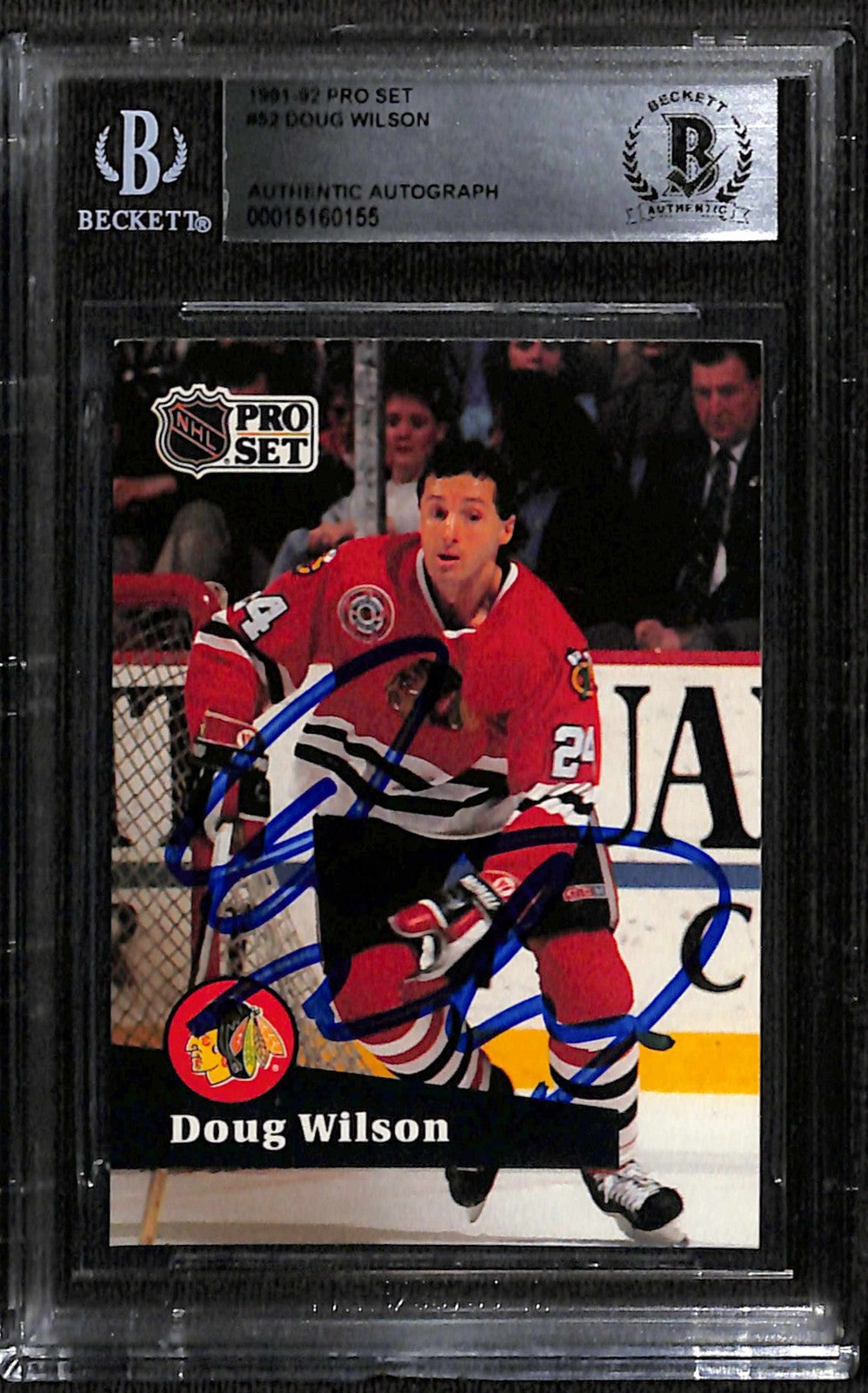 Doug Wilson Signed 1991 Pro Set Blackhawks Trading Card BECKETT0