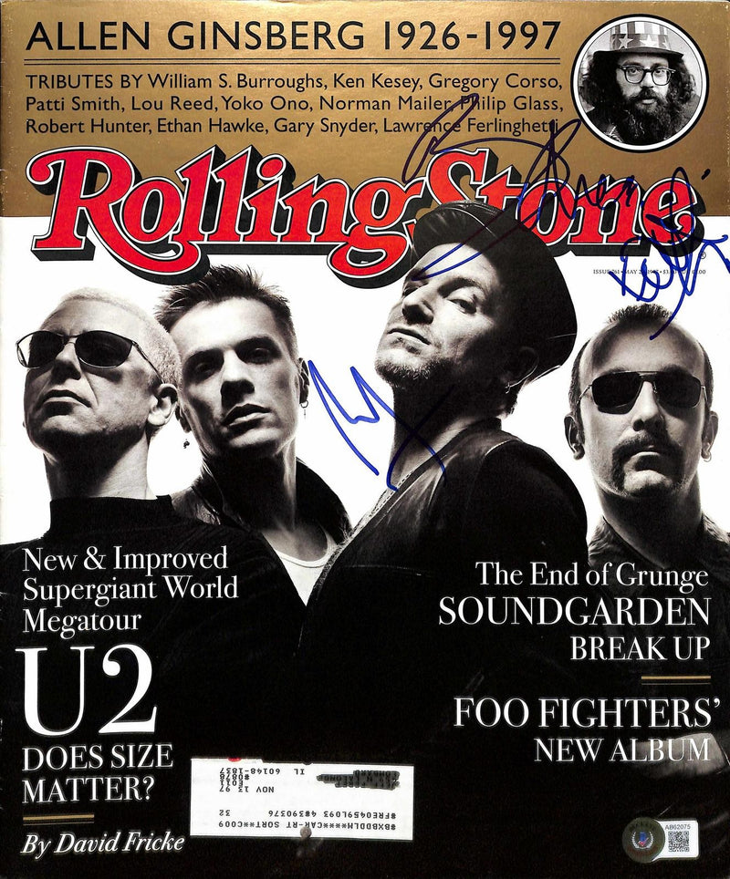U2 Signed Rolling Stone Full Magazine Bono, The Edge, Mullen Jr. BECKETT0