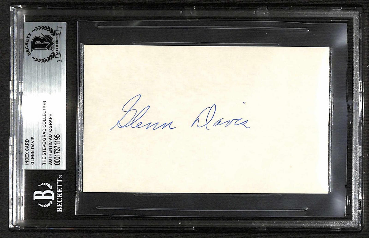 Glenn Davis Heisman Trophy Winner Signed Index Card Beckett Slabbed Autograph0