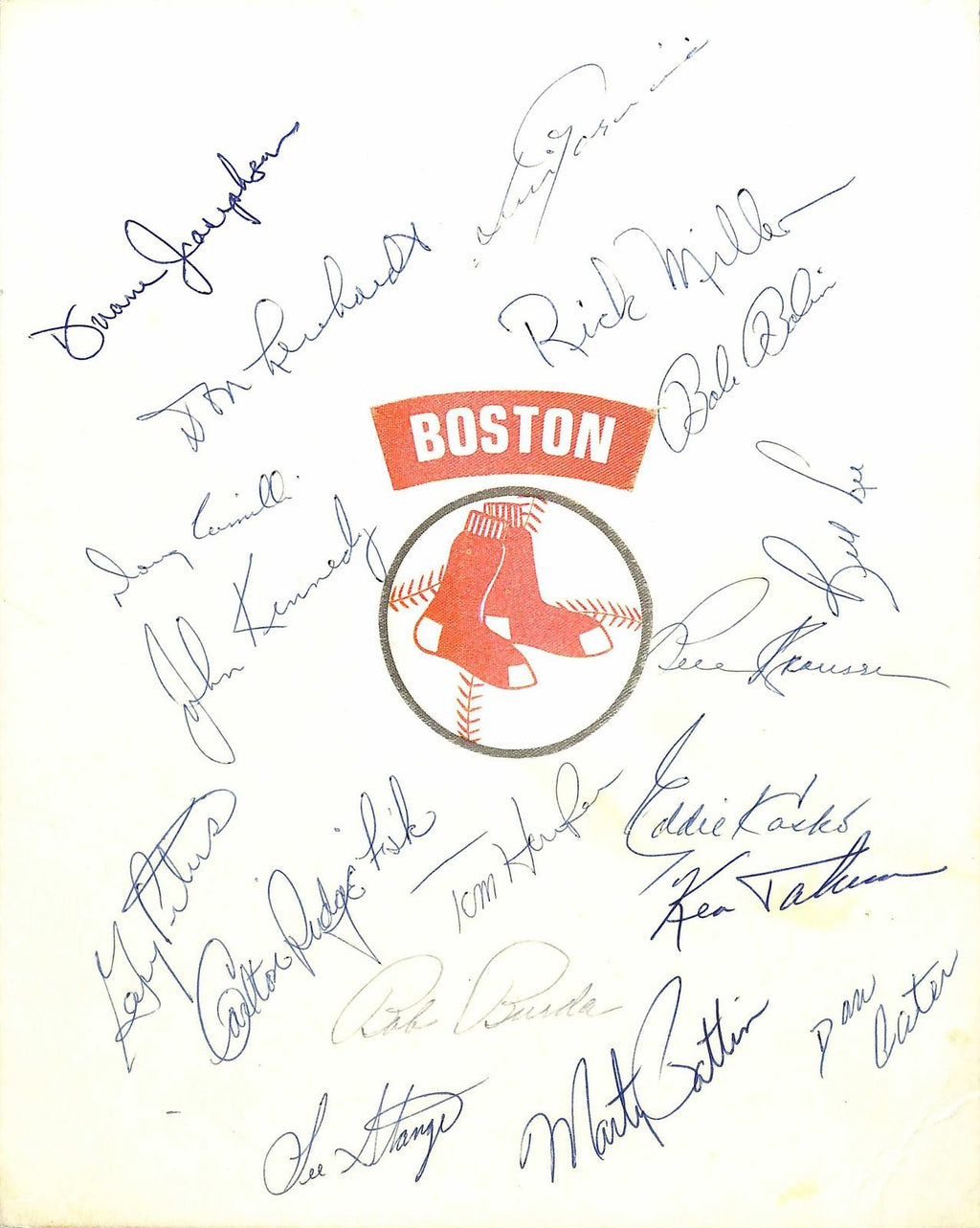 1972 Boston Red Sox Multi-Signed Team Sheet Beckett FISK Rookie Year0