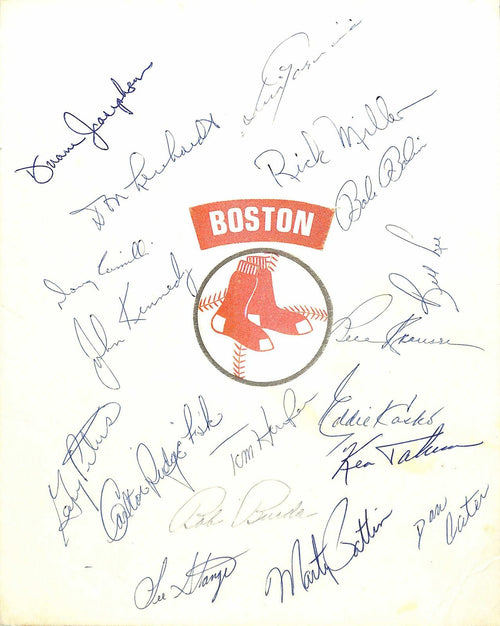 1972 Boston Red Sox Multi-Signed Team Sheet Beckett FISK Rookie Year0