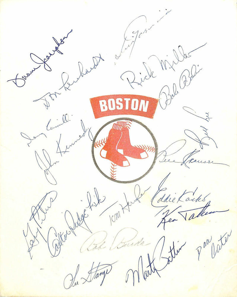 1972 Boston Red Sox Multi-Signed Team Sheet Beckett FISK Rookie Year0