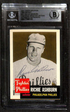 Richie Ashburn Signed 2001 Topps Archives 1952 Reprint Card Beckett0