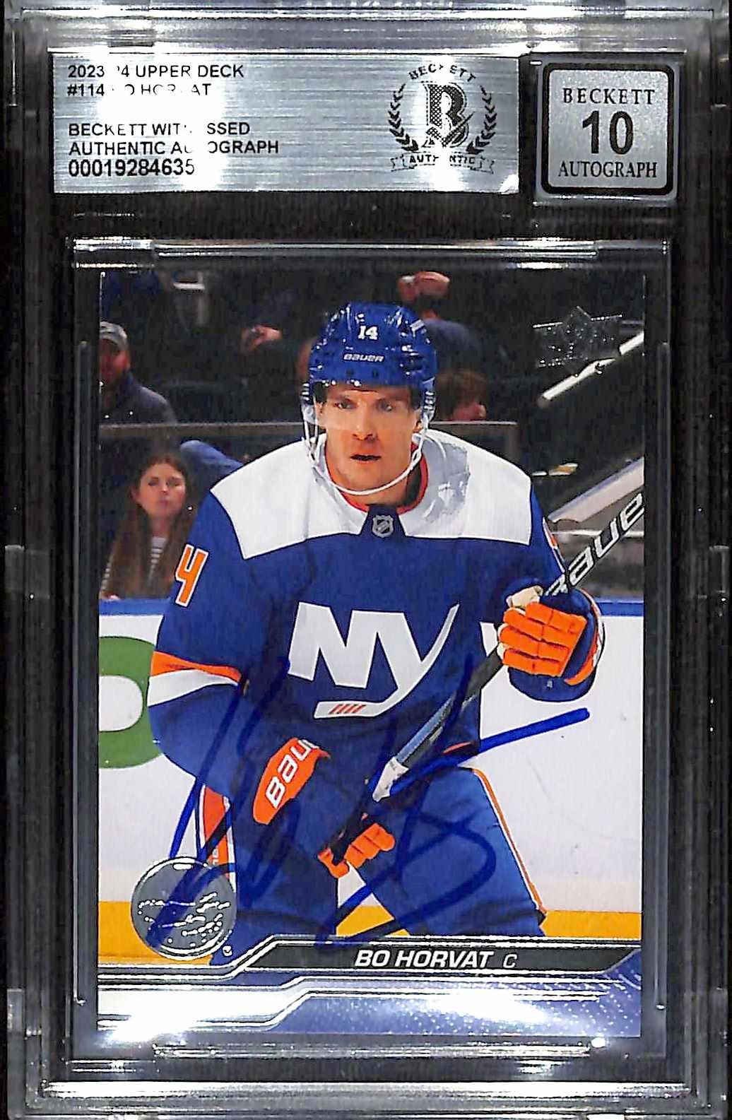 Bo Horvat Signed 2023-24 Upper Deck Islanders Card Beckett AUTO 100