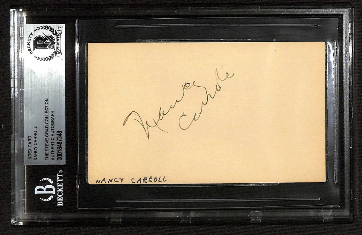 Nancy Carroll Actress Signed 3x5 Index Card Beckett Slabbed Autograph0
