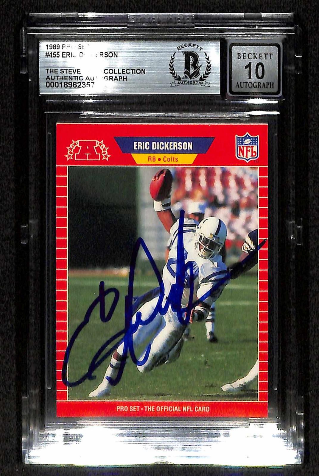 Eric Dickerson Signed 1989 Pro Set Update Colts Card Beckett Auto 100