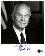 John Glenn Signed Black & White Portrait Photo Beckett Authenticated0