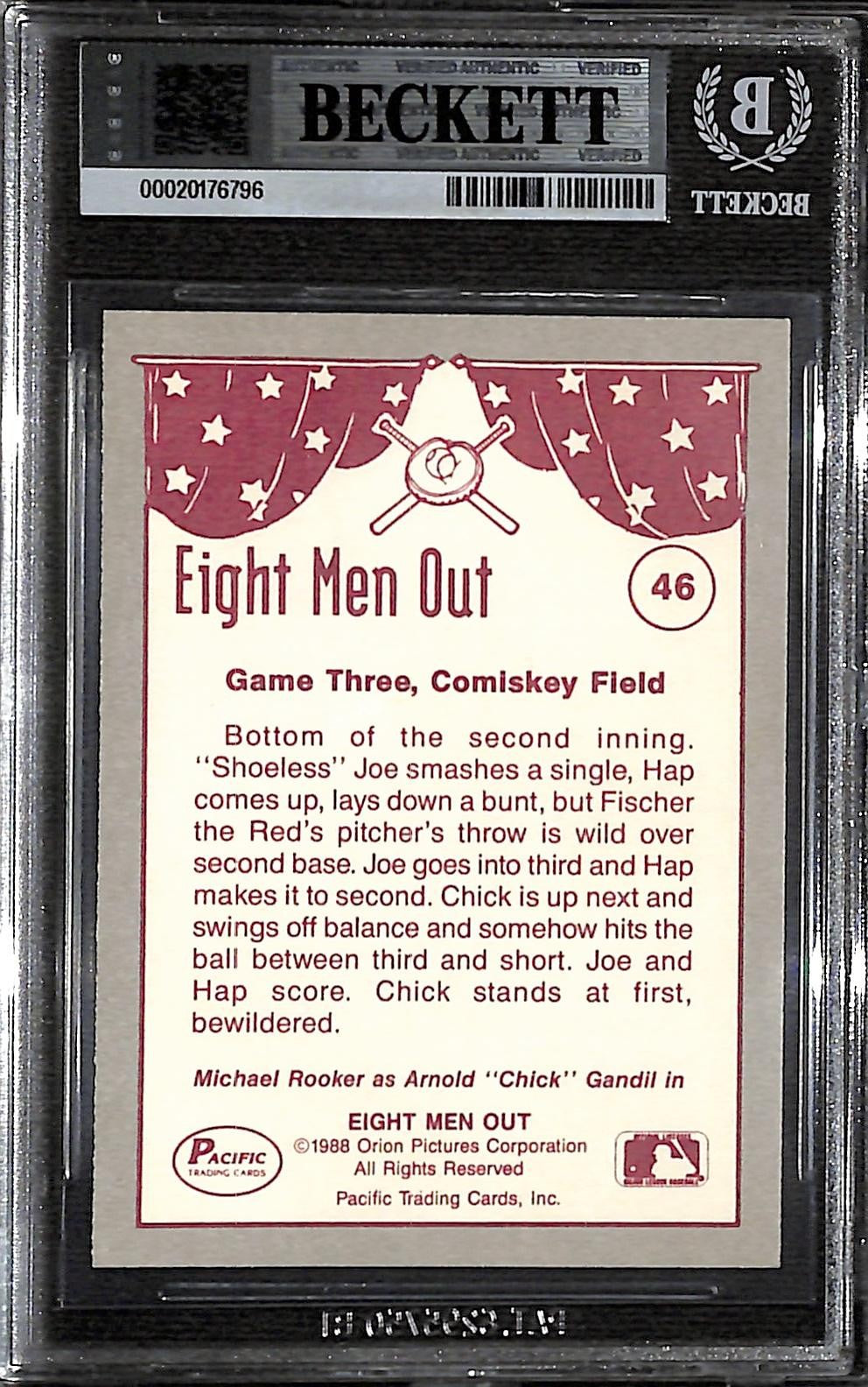 Michael Rooker Signed Eight Men Out 1988 Pacific Trading Card Beckett1