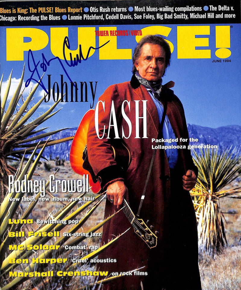 Johnny Cash Signed Pulse! Magazine Photo BECKETT0